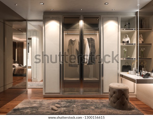 Interior Walkin Closet Simple Luxury Classic Stock Illustration