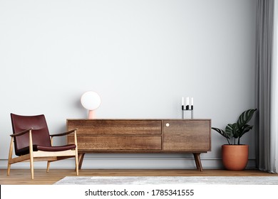 Interior Wallpaper Mockup - 3d Illustration, 3d Rendering