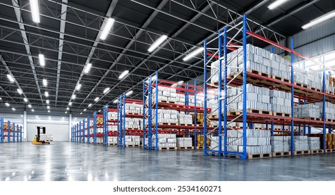Interior of a warehouse. 3d illustration