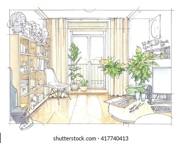 Interior / watercolor