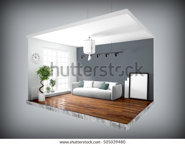 Interior Without Walls 3d Rendering Stock Illustration 505039480