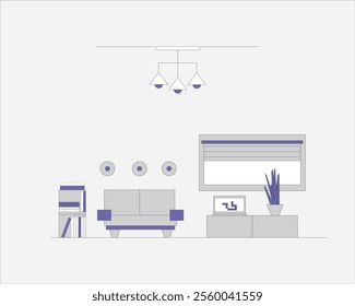 interiour flat line illustration vector be adob illustrator
