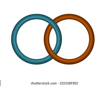 Interlocking Circles, Rings Contour. Circles, Rings Concept Icon Isolated On White Background