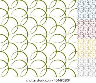 Interlocking Circles, Rings With Dynamic Outline - Set Of 5 Seamless Pattern Background