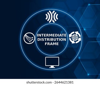intermediate distribution frame tech concept.A physical or logical structure used in telecommunication systems to connect and manage equipment and cables for data transmission.