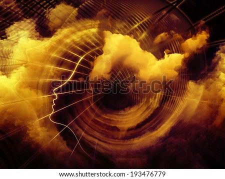 Internal Recurrence series. Background design of human profile and fractal forms on the subject of inner reality, mental health, imagination, thinking and dreaming