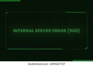 Internal Server Error (500) digital interface warning cyber-tech background website failure, backend malfunction, system breakdown. IT troubleshooting web development server error cybersecurity HUD.