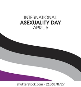 International Asexuality Day illustration. Asexual waving pride flag icon isolated on a white background. Asexuality Day Poster, April 6. Important day