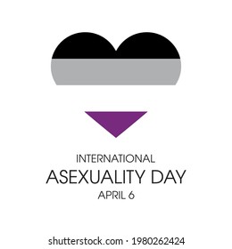 International Asexuality Day illustration. Asexuality flag in heart shape icon isolated on a white background. Asexuality Day Poster, April 6. Important day