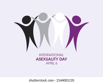 International Asexuality Day illustration. Group of asexual people abstract icon. People in colors of asexual pride flag illustration. Asexuality Day Poster, April 6. Important day
