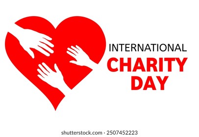 "International Charity Day graphic featuring a red heart with helping hands. Ideal for promoting charity events, humanitarian causes, and social responsibility campaigns." - Powered by Shutterstock