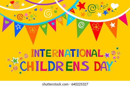 International Childrens Day. Happy Children Day Greeting Card. Kids Day Poster. Illustration