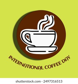 International coffee day coffee cup illustration isolated with green background with cholate brown color - Powered by Shutterstock