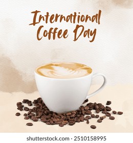 International Coffee Day Poster - Celebrating the global love for coffee, from bean to cup! - Powered by Shutterstock