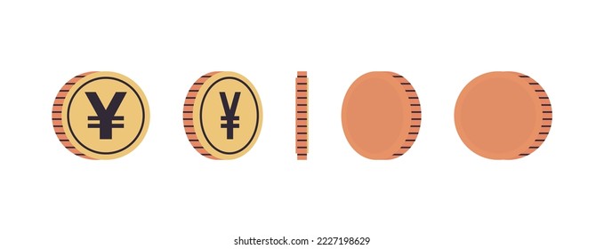 International Currency Coins And Gold Coins At Different Agles Of Rotation Concept Full Length Flat Illustration.	
