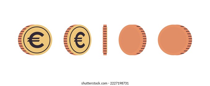 International Currency Coins And Gold Coins At Different Agles Of Rotation Concept Full Length Flat Illustration.	
