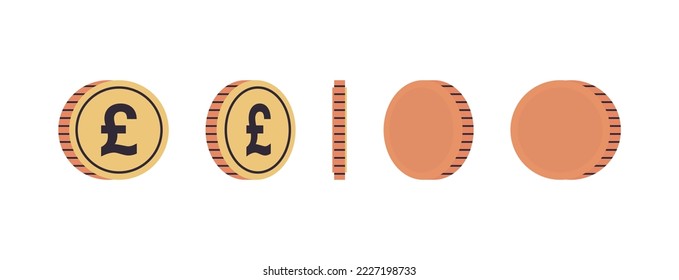 International Currency Coins And Gold Coins At Different Agles Of Rotation Concept Full Length Flat Illustration.	
