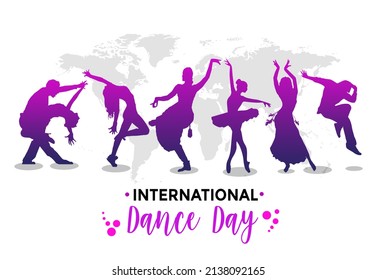 International Dance Day illustrative banner with different dance moves on white background. - Powered by Shutterstock