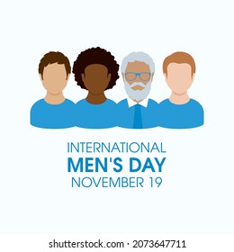 International Men’s Day illustration. Male face avatar. Multicultural group of man icon set. Men’s Day Poster, November 19. Important day - Powered by Shutterstock