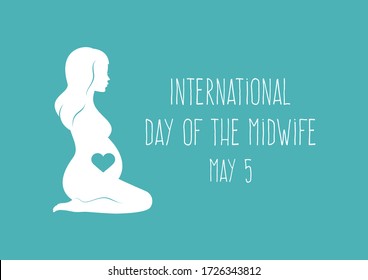 International Day Of The Midwife Illustration. Pregnant Woman Kneeling Icon. Silhouette Of Pregnant Woman Illustration. Abstract Pregnant Woman With Heart Icon. Midwives Day Poster, May 5