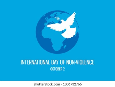 International Day of Non-Violence illustration. Dove of Peace icon. Planet Earth with a Dove icon. Silhouette of a dove on a blue background. Day of Non-Violence Poster, October 2. Important day - Powered by Shutterstock