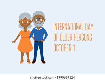 International Day of Older Persons illustration. Happy and smiling african american elderly senior couple. Happy old man and woman icon. Senior couple cartoon character. Grandpa and Grandma icon - Powered by Shutterstock