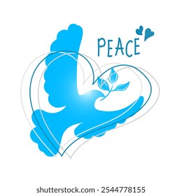 International Day of Peace. Bird, globe, flowers, heart continuous drawing. Concept of love, peace and kindness. Text. Vector web banner, illustration, poster, postcard for social media, networking. - Powered by Shutterstock