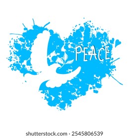 International Day of Peace. Bird, globe, flowers, heart continuous drawing. Concept of love, peace and kindness. Text. Vector web banner, illustration, poster, postcard for social media, networking. - Powered by Shutterstock