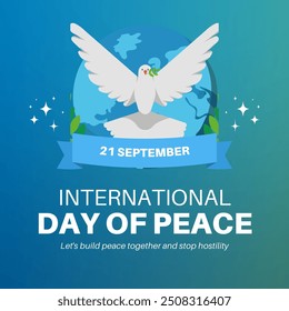 International Day of Peace Celebration with Dove and Globe 21 September International Day of Living Together in Peace banner template vector illustration. World peace day. - Powered by Shutterstock