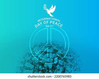 International Day of Peace - September 21st - The dove of peace - Background Happy and Hopeful Blue gradient for Peace day - photo for poster flyer brochure and web use - Powered by Shutterstock