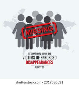 International Day of the Victims of Enforced Disappearances illustration. Disappeared people graphic element. Missing person icon. Lost people gray silhouette. August 30 each year. Important day - Powered by Shutterstock