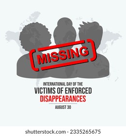 International Day of the Victims of Enforced Disappearances illustration. Disappeared people icon. Missing person icon. Lost people gray silhouettes. August 30 each year. Important day - Powered by Shutterstock