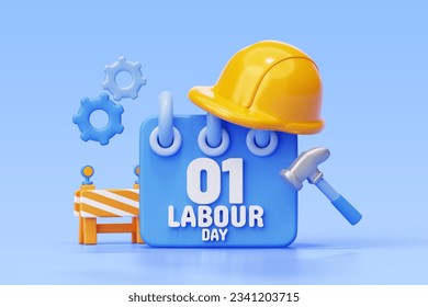 International labour Day equipment hammer with calendar 3d illustration background - Powered by Shutterstock