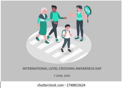 International level crossing awareness day 2020, illustration, poster, flyer,awareness about level crossing safety. - Powered by Shutterstock