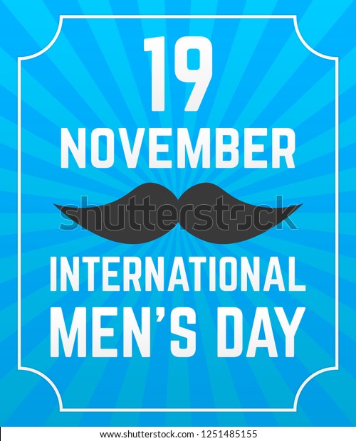 国際男性デーのポスター 青の光線の背景に黒い口ひげ のイラスト素材