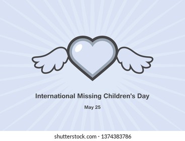 International Missing Children's Day illustration. Lost children illustration. Beautiful heart with wings icon. Important day - Powered by Shutterstock