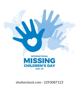 International Missing Children's Day illustration. Lost children graphic design element. Child hand palm with heart shape icon. 25 May. Important day - Powered by Shutterstock