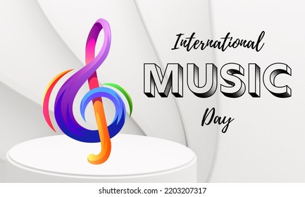 International Music Day 2022 With A Musical Node On Stage Representing Music