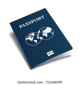 International Passport Blue Cover Isometric 3d Bitmap Template