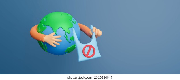 International Plastic Bag Free Day concept, say no plastic bags graphic background, Ecology conservation. Zero waste. Problem plastic pollution. Ecological poster. Eco-friendly sustainable. 3d render - Powered by Shutterstock