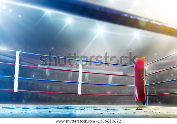 International Professional Boxing Ring Bright Lights Stock Illustration ...