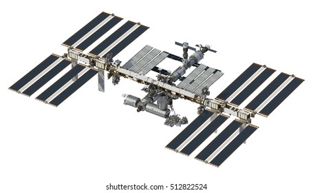 International Space Station On White Background. 3D Illustration.