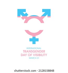 International Transgender Day of Visibility illustration. Transgender symbol icon isolated on a white background. Transgender Day of Visibility Poster, March 31. Important day