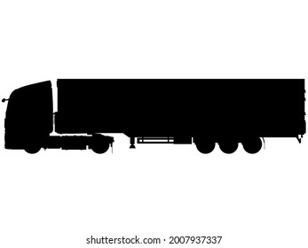 International Transport 40 T Truck, Lorry With Semi Trailer. LKW Truck With Trailer Detailed Vector Illustration Realistic Silhouette