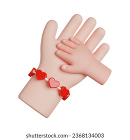 International Volunteer Day. Take care of children. Volunteer hand holding a child hand. 3D render icon. - Powered by Shutterstock