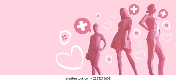 International Women's Day poster. Women and health care concept, Women and body care with exercise on pastel pink background. copy space, banner, website -3d Rendering