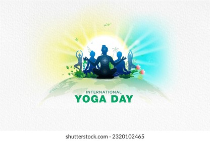 International Yoga Day creative concept design. 3D illustration of yoga day post card design. - Powered by Shutterstock