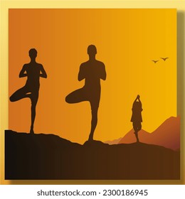 International yoga day poster. yoga body posture. group of Woman practicing yoga. vector illustration design template. World yoga day 02 - Powered by Shutterstock