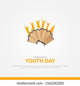 International Youth Day, Creative Concept, 3D Illustrations. 