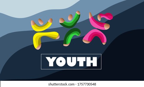 International Youth Day Special Silhouettes . Can Usable Any Youth Program.